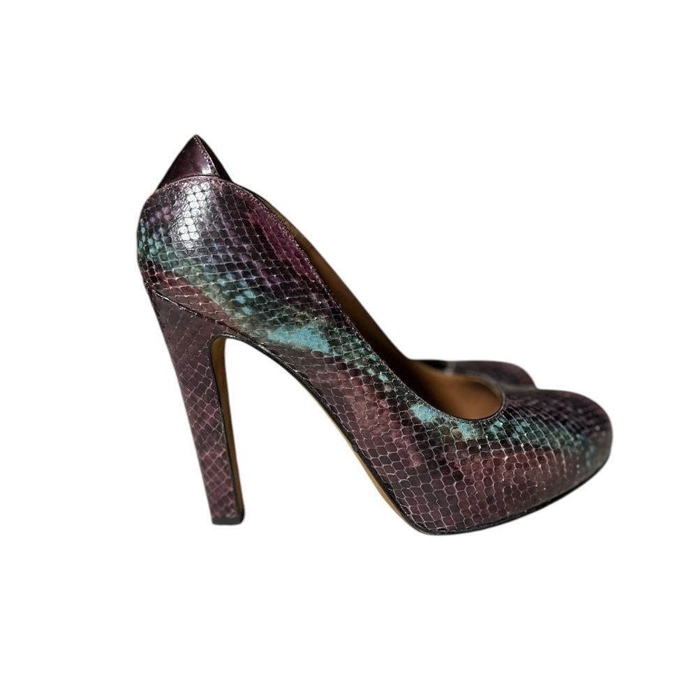 🌻Donald J. Pliner Purple & Turquoise Leather Snakeskin Dawn Pumps Size 7.5 - Picture 4 of 12